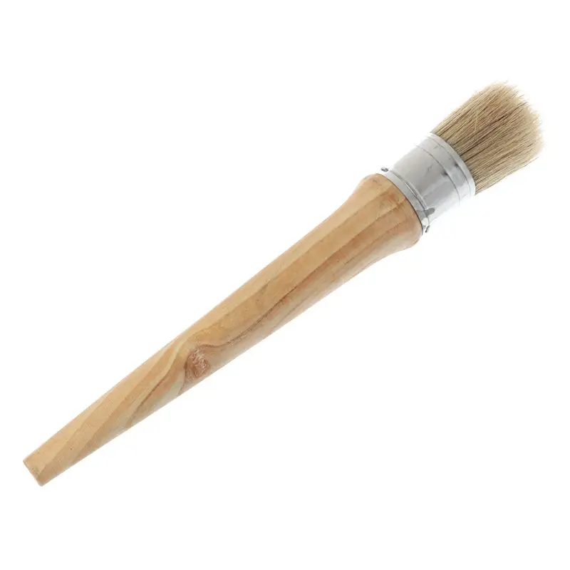 

20/25/30mm Professional Round Long Chalk Paint Wax Brush Natural Bristles Wooden Handle Painting Waxing Furniture Stencils