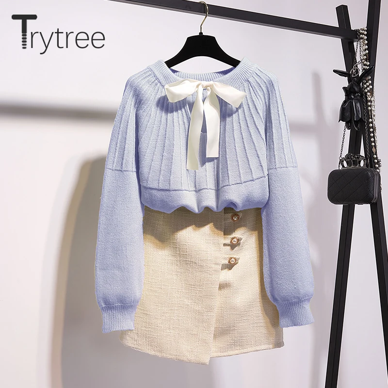 Trytree 209 осенне-зимний комплект из двух предметов повседневный Свободный Вязаный