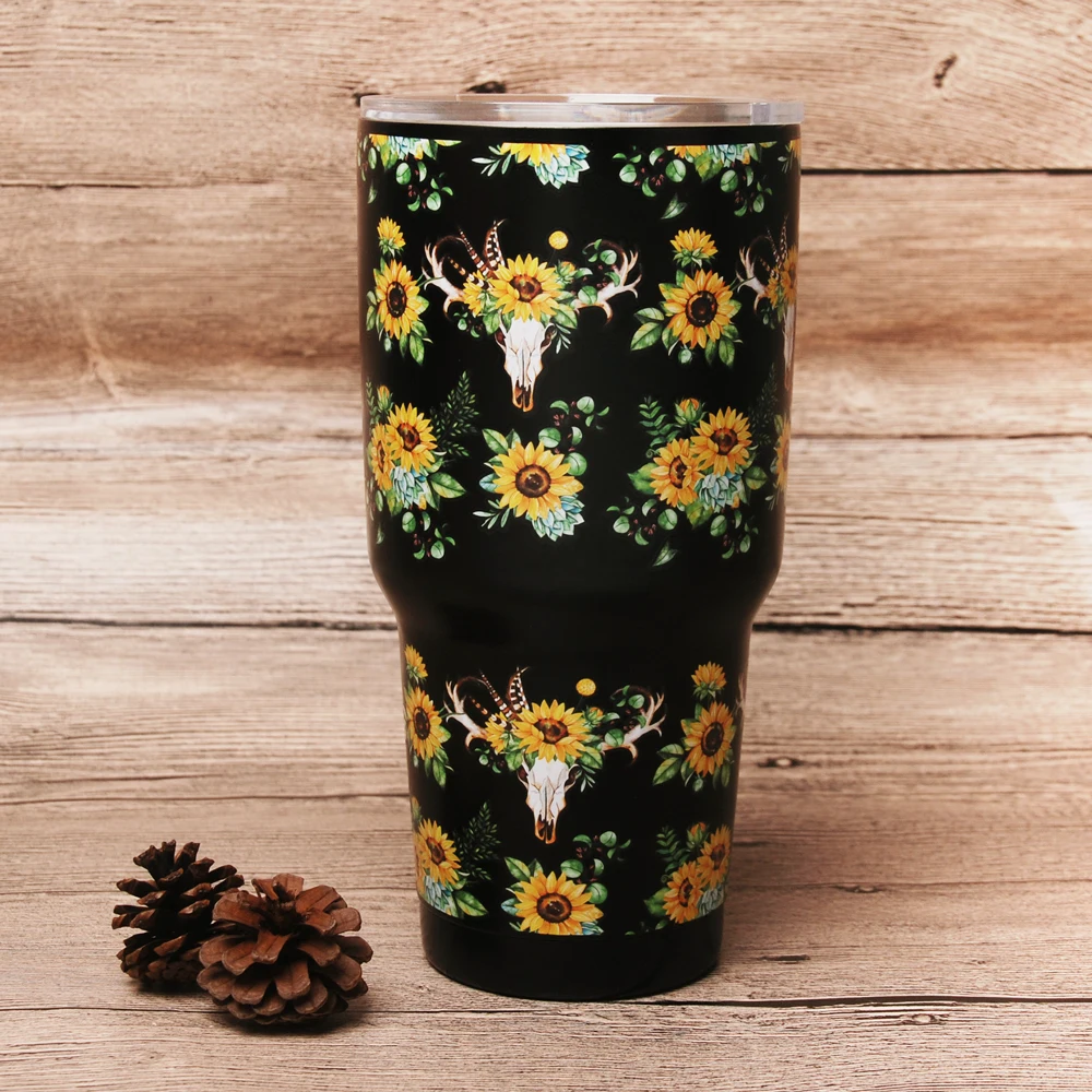 

30oz Sunflower Bull Tumbler Stainless Steel Mug Leopard Bull Double Wall Vacuum Cup Cute Gift For Water Holder DOM1131175