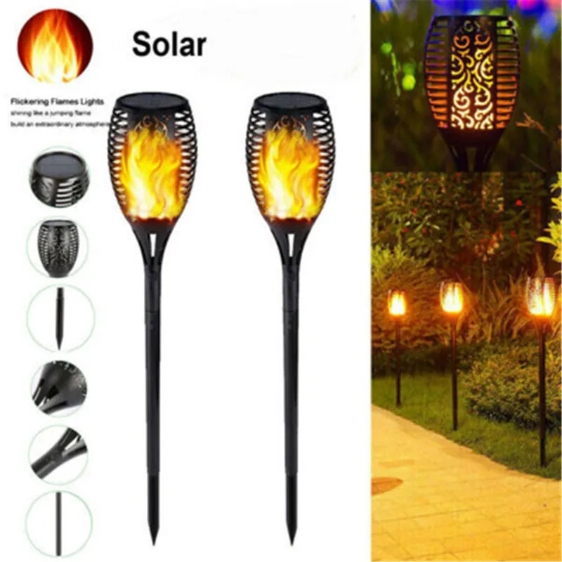 

Outdoor LED Solar Flame Flashlight Lamp Lawn Lamp Wedding Decoration Lighting Party Decoration Baby Shower Fence Light Gifts