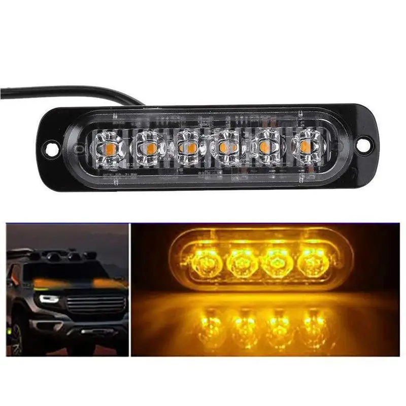 

Ultra-Thin Car 6LED Warning Flashing Firemen Police Ambulance LED Police Strobe Emergency Universal Lamp Light W3A0