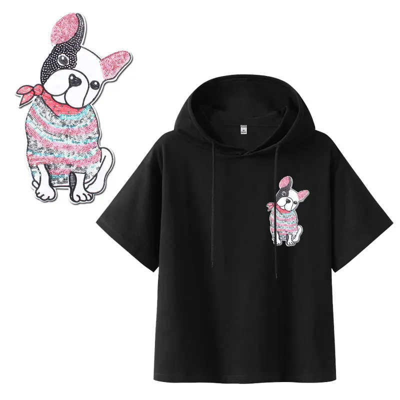 Термотрансферные нашивки с черепом тигром и собакой в полоску для одежды