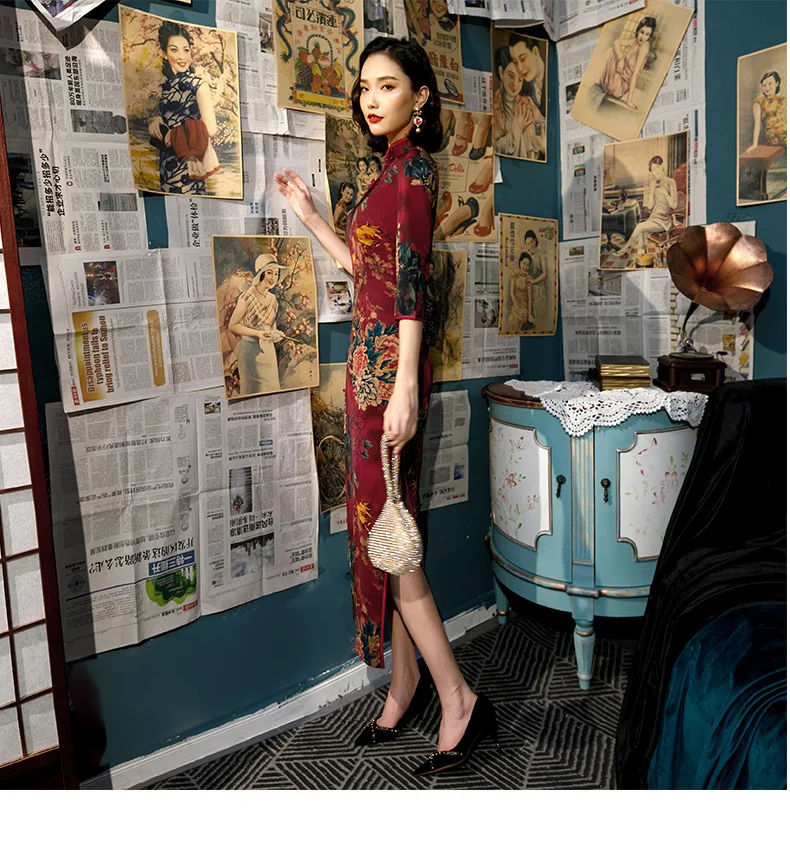 Элегантные сексуальные платья с высоким разрезом китайское традиционное платье
