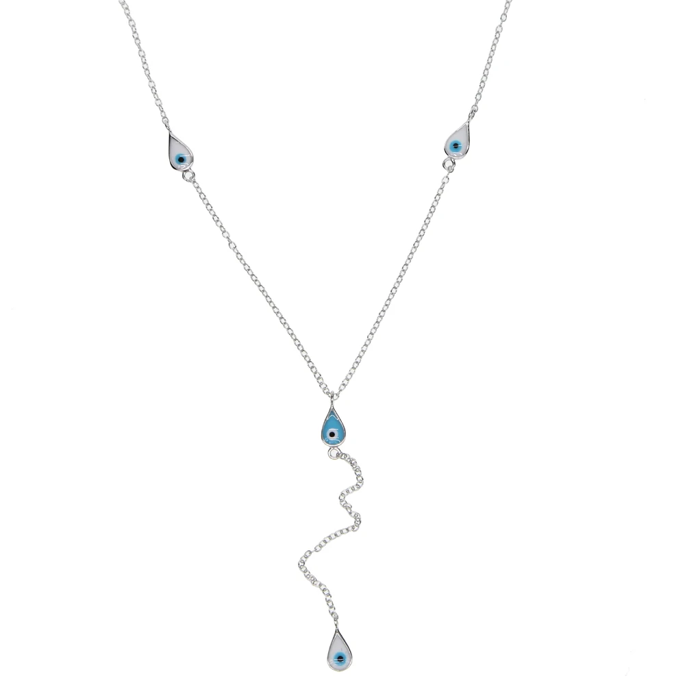 Y образное ожерелье с сине белой эмалью очаровательное ювелирное изделие из 100%