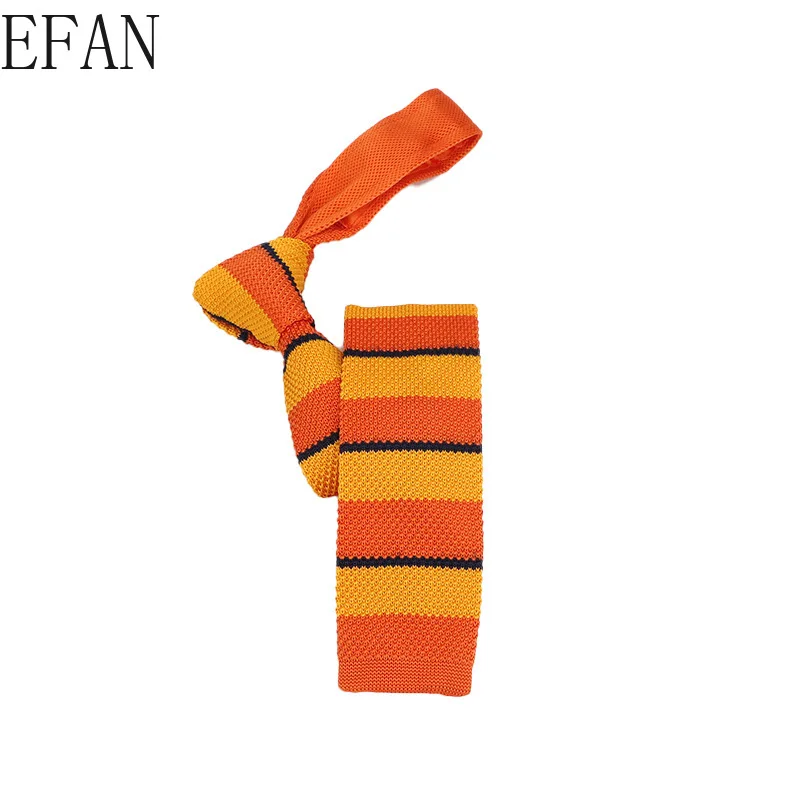 Мужские вязаные галстуки в полоску для отдыха 5 см модные обтягивающие с плоской