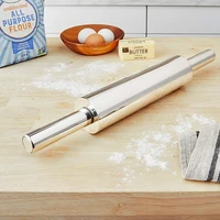 1pcs stainless steel fondant rolling pin non stick pizza noodles cookie cake roller kitchen roller easy dough rolling tool