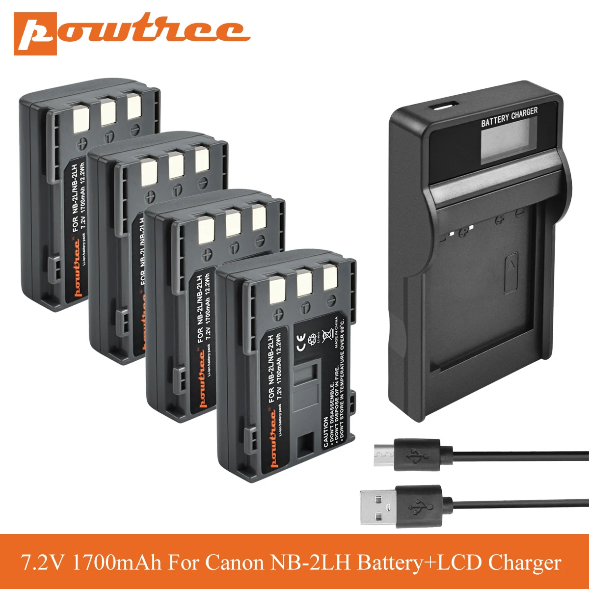 POWTREE NB 2L Батарея + ЖК дисплей Зарядное устройство для цифровых камер Canon EOS 350D/400D Rebel