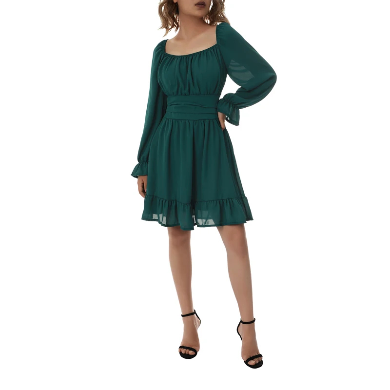 

Kayotuas Women Dress A-Line Spring Autumn Chiffon Office Ladies Fashion Chic Backless Bandage Bowknot Sundress