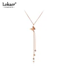 Женский чокер с бабочкой Lokaer, ожерелье из нержавеющей стали цвета розового золота с подвеской-бабочкой, N20019