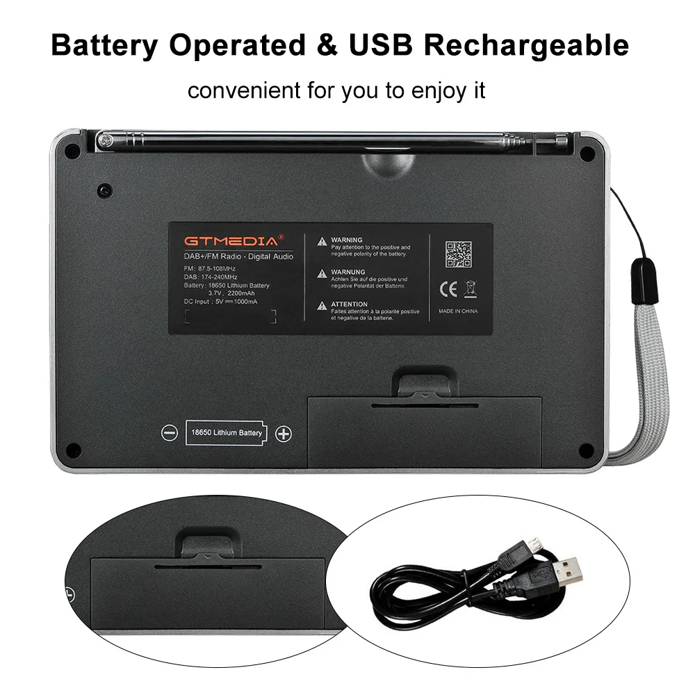 GTMEDIA D2 Портативный радиоприемник FM DAB стерео/RDS многополосный с ЖК дисплеем