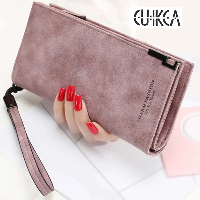 Женские кошельки дамские сумочки Длинный кошелек с ремешком на запястье для