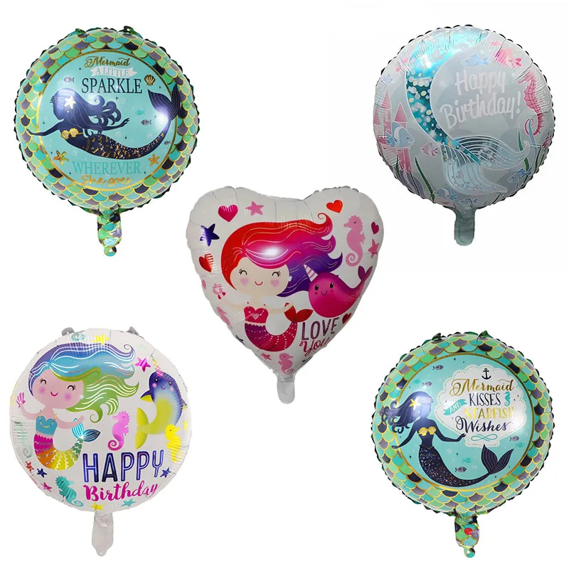 

50 шт., 18-дюймовые гелиевые воздушные шары в виде русалки