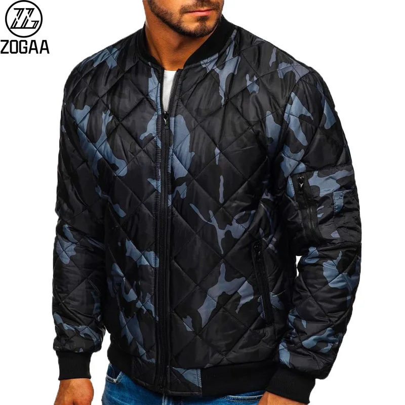 ZOGAA Men's Winter Loose Camouflage Baseball Uniform Windproof Bomber Jacket