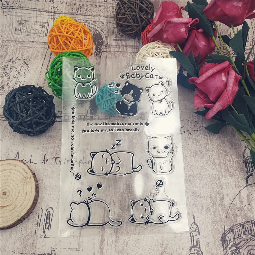 Горячая Распродажа парные прозрачные штампы с котом/Силиконовые пломбы