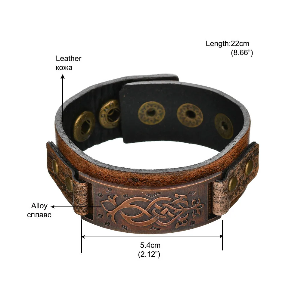 Винтажный кожаный браслет в стиле стимпанк мужские браслеты из натуральной кожи