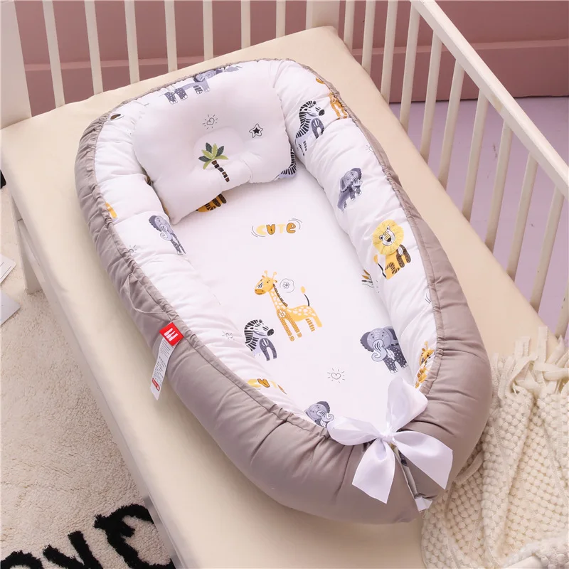 

Babynest Newborn Baby Nest Bed Portable Crib Travel Bed Baby Nest Baby Lounge Bassinet Bumper with Pillow Cushion