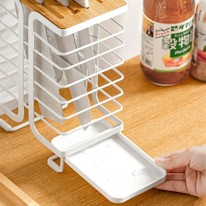 Kitchen iron with tray drain knife rack multifunctional countertop storage and sorting racks kitchen accessories | Дом и сад