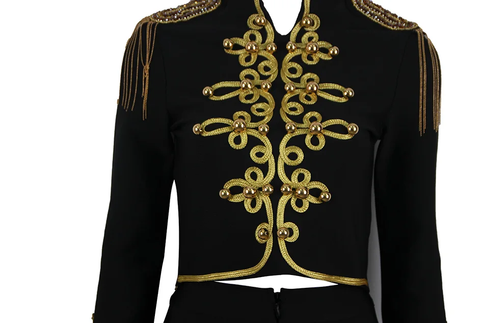 New Autumn And Winter Ladies Club Bandage Suit Black White Fringed Shirt And Pants 2 Pieces Two-Piece Club Party Suit