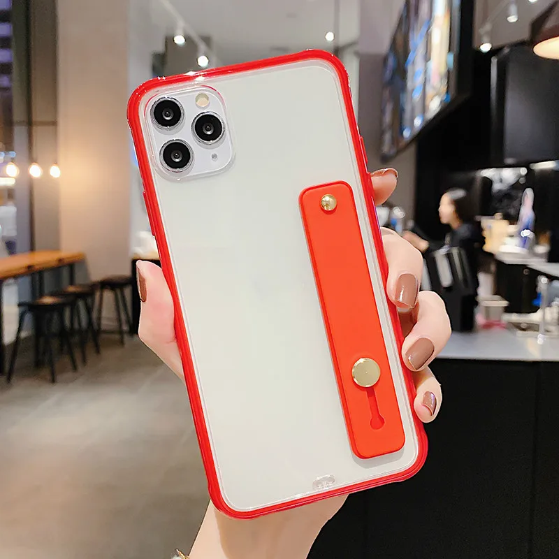 

Wrist StrapTransparent Phone Case For iPhone 11 11 Pro Max XR XS Max 8 7 6 6S Plus Soft Silicone Shockproof Wristband Back Cover