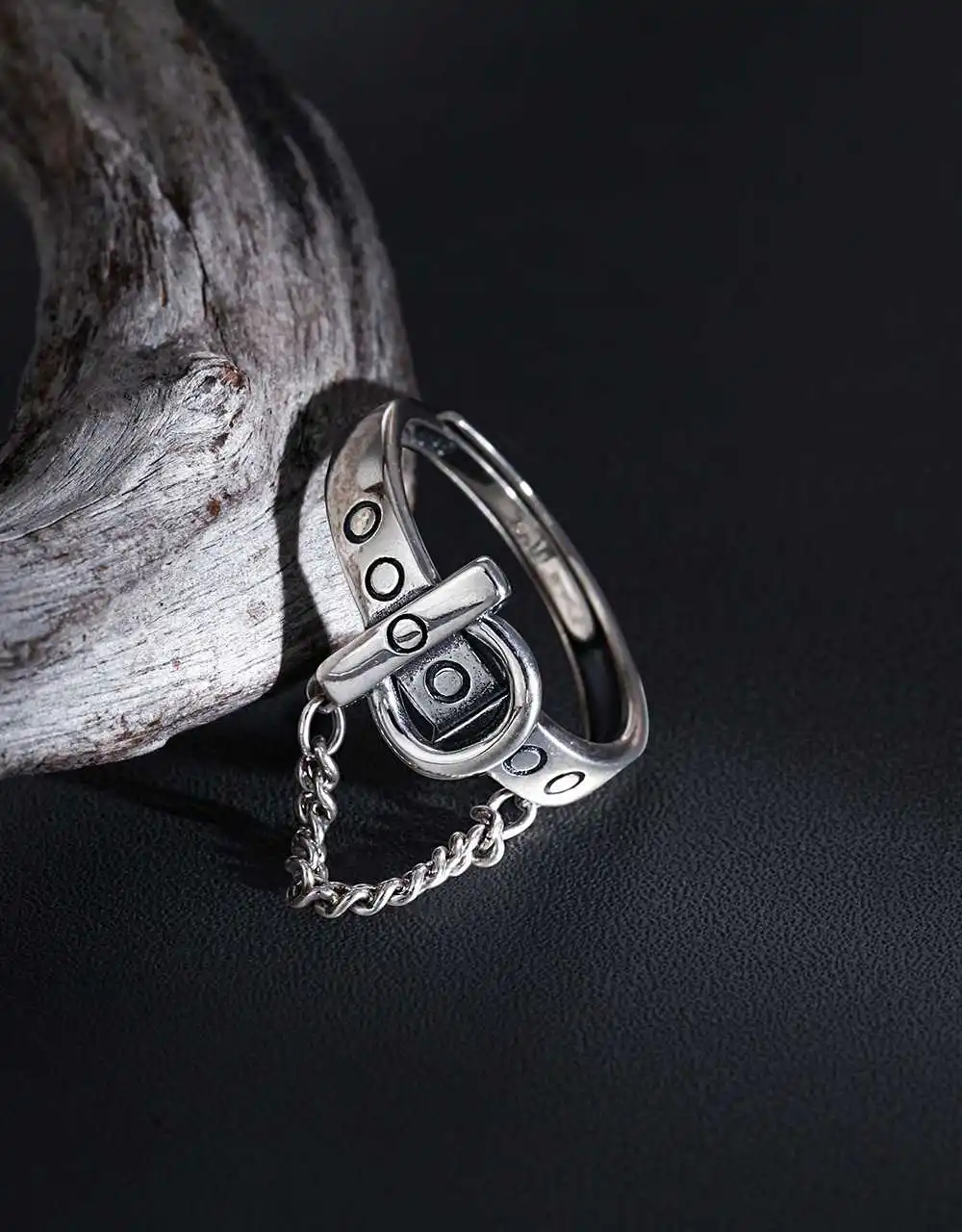 

Женское кольцо из серебра 925 пробы, винтажная креативная цепочка на пояс, кольцо для пары, кольцо ручной работы в стиле панк, регулируемый размер