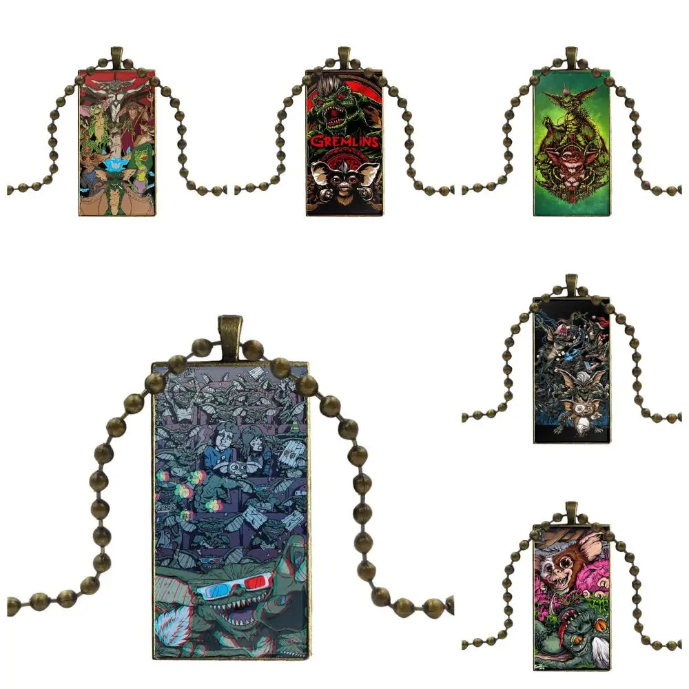 For Women Girls Design Fashion Vintage Glass Rectangle Necklace Pendants Gremlins | Украшения и аксессуары