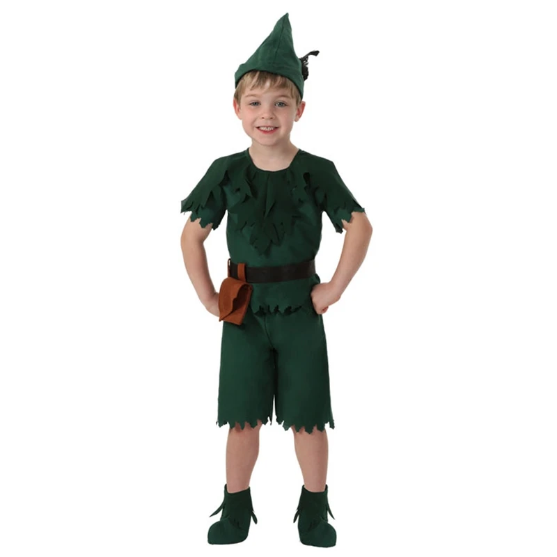 

Peter Pan Kids Adult Dress Up Costumes T-shirt with Hat Belt Halloween Cosplay Party Boy for Fancy Carnival Role Play Clothing