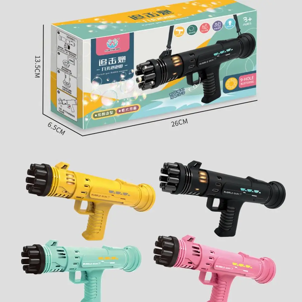 

9-Hole Cool Bubble Machine Girls &Boys Huge Amount Bubble Maker Summer Outdoor Toys LED Bubble Gatling Gun Automatic Cool Toys