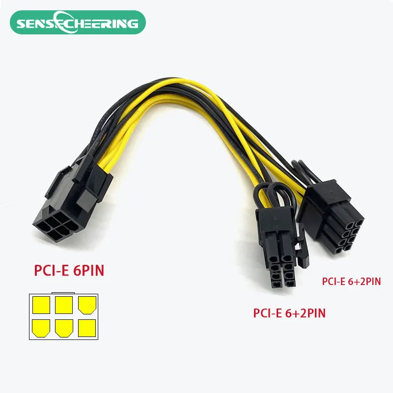 

Видеокарта Pci-E 6 Pin на Dual 8(6 + 2) Pin Vga Графический адаптер питания разветвитель Кабель концентратор преобразователь питания кабель для графиче...