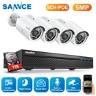 Система видеонаблюдения SANNCE HD, 8 каналов, 5 МП, POE, H.264 + NVR, 4X 5 МП, 30 м, EXIR, ночное видение, Всепогодная IP-камера