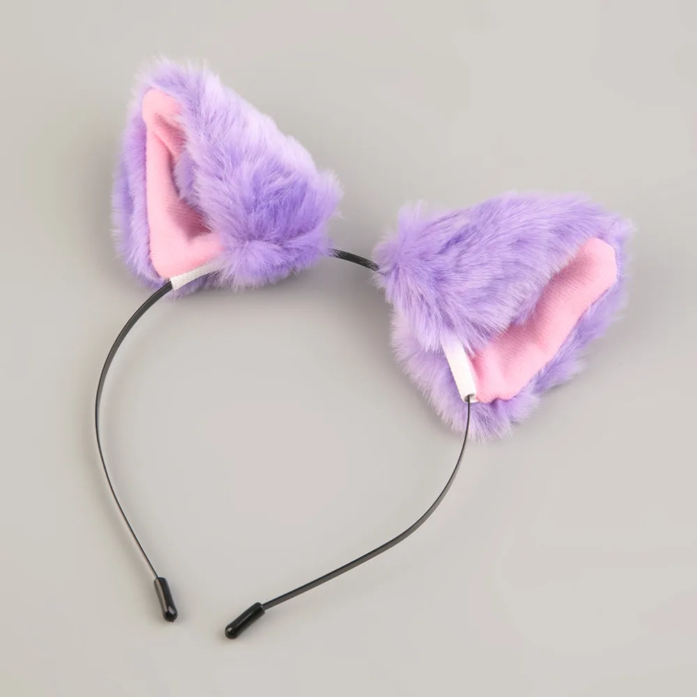 Пушистые Cos Хэллоуин вечерние кошачьи уши из искусственного меха костюм заколка