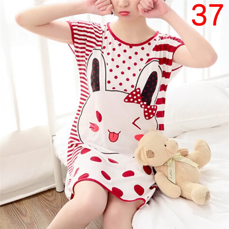 Повседневная женская ночная рубашка в горошек с рисунком медведя и панды пижама