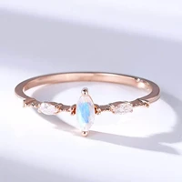 hot selling 925 sterling silver 3x6mm marquise rainbow blue natural moonstone ring engagement wedding ring for women gift