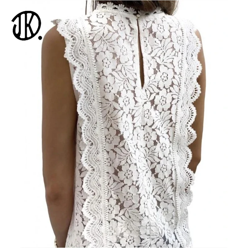 

New Arrivals Ladies Lace V-neck Vests Fashion Stitching Crop Top 2021 Summer Sleeveless Patchwork Camis For Sexy Girls Tank Tops