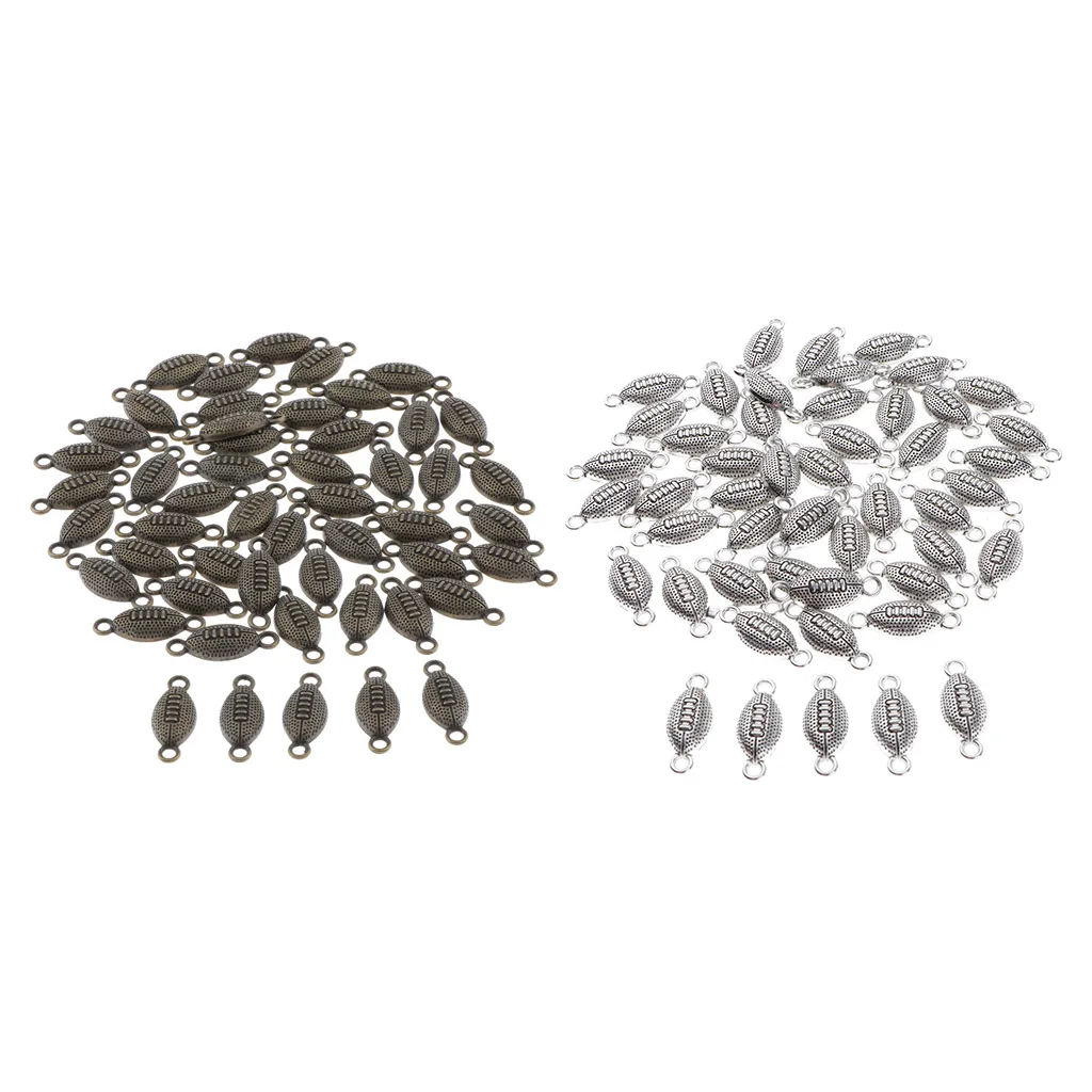 

20pcs Vintage Craft Mini Rugby Shape Charms Connector Pendants Beads for Crafts