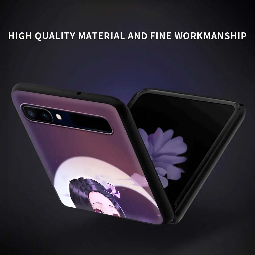 

Phone Case For Samsung Galaxy Z Flip Fold Hard PC Cover For Galaxy ZFlip 5G Mobile Bag Shell Demon Slayer Kamado Nezuko Anime