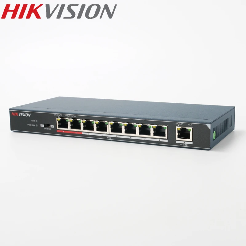 Коммутатор HIKVISION PoE 9 портов 10/100/1000 Мбит/с металлический материал для 8-канальных NVR