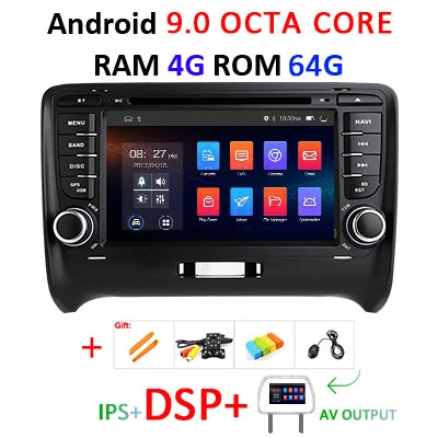 DSP ips 4G 64G Android 9,0 2 DIN автомобильный DVD gps для Audi TT MK2 8J 2006 2007 2008 2009 2010 2011 2012 мультимедийный плеер радио - Цвет: 9.0 4G 64 DSP AVOUT