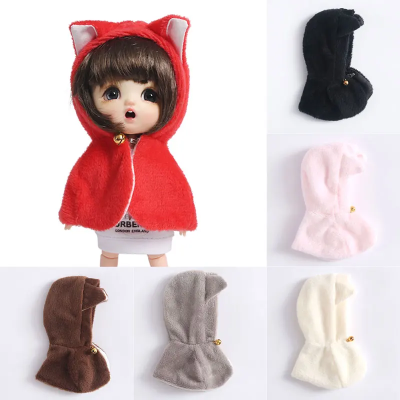 

Ob11 baby kitten ears cape Christmas dress GSC white body P9 round Molly doll clothes 6 color