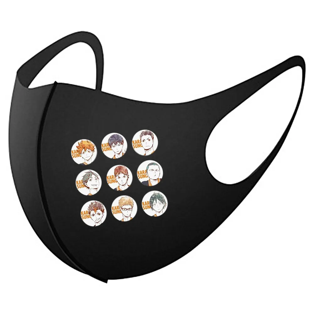 

Anime Haikyuu 10pcs Face Mask Black Mouth Mask Reusable Mask Washable Mascarillas Face Shield Masque Facial Mask