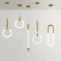 Nordic creative LED Pendant lamp 360 ° glow Bedroom Bedside Art Single Head lamp Postmodern Hanging light Luxury Circular lamp