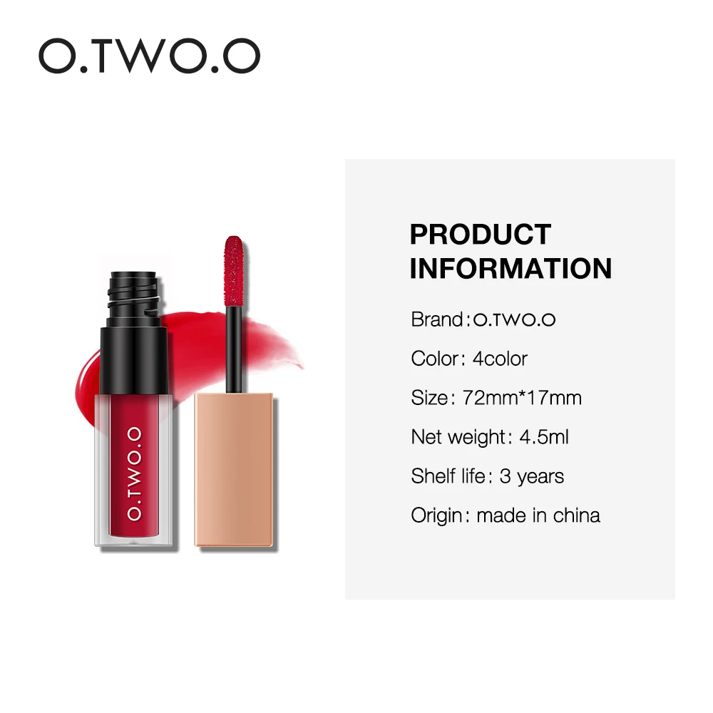 O.TWO.O 2 In 1 Lip Gloss+ Liquid Blusher Double Effect Long Lasting Waterproof 4 Colors Soft Silky Smooth Makeup
