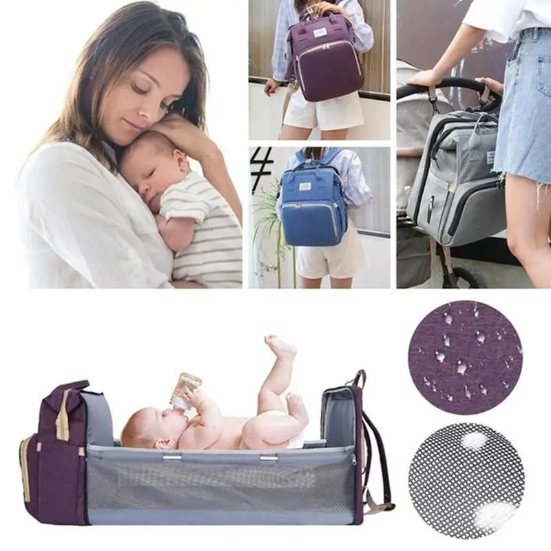 

Portable Multifunctional Diaper Bag Folding Bed Bag ravel Large Backpack Baby Bed Diaper Changing Table Pads For Outdoor