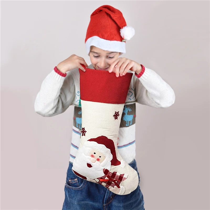 

Новогодние и рождественские чулки, подарок в виде Санта-Клауса, снеговика, конфет, сумка для рождества, для дома, рождественские носки, украш...