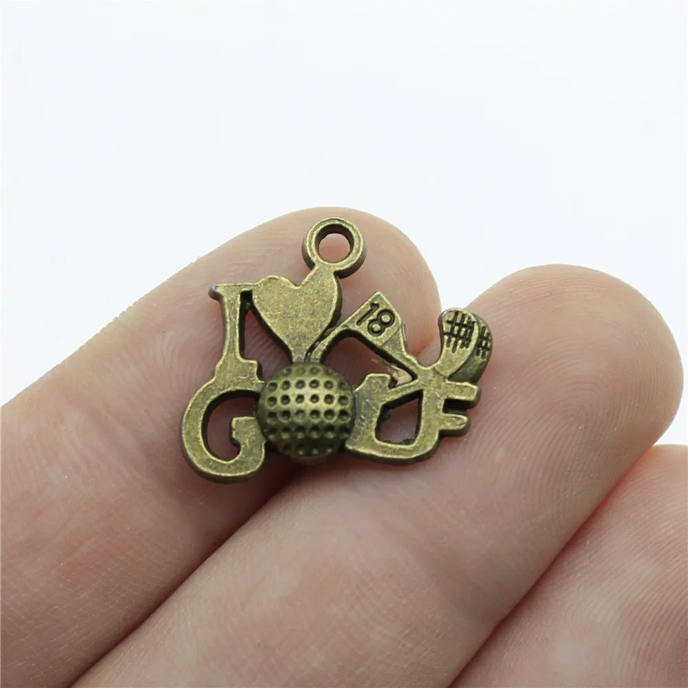 

WYSIWYG 10pcs 17x22mm I Love Golf Pendant I Love Golf Charm Pendants 2 Colors Golf Pendants