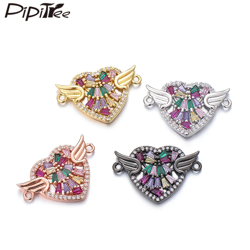 Pipitree мульти принцесса с кубическим цирконием крылья сердце амулеты fit браслет