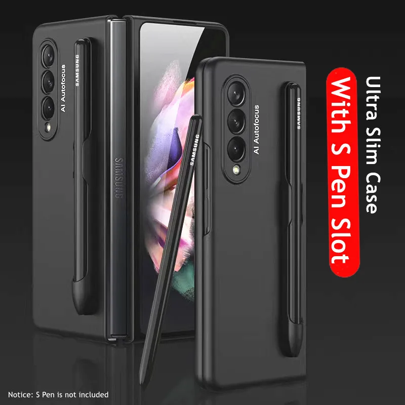 for samsung galaxy z fold 3 with s pen case for samsung z fold 3 luxury case with s pen slot holder cover not inclued s pen free global shipping