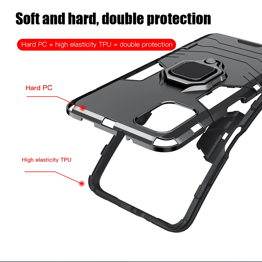 

Shockproof Armor Case for Xiaomi POCO M3 Pro M2 F3 F2 Ring Stand Bumper Silicone Phone Back Cover for POCO X3 NFC X3 Pro