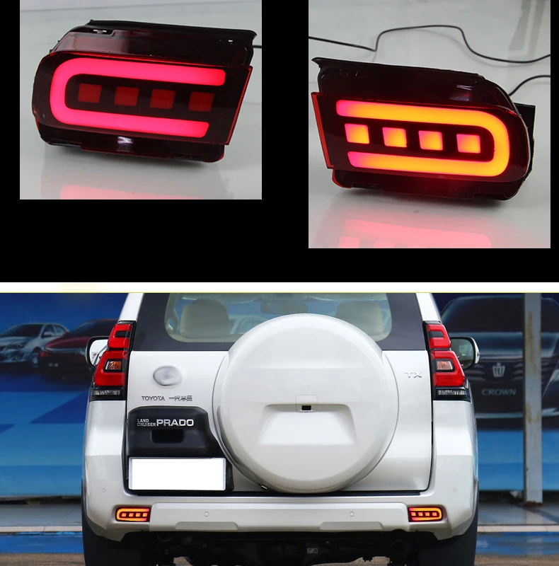 

ECAHAYAKU 2Pcs Car LED DRL Daytime Running Light for Toyota Land Cruiser Prado 2018 Rear Bumper Light Reflector lamp fog light