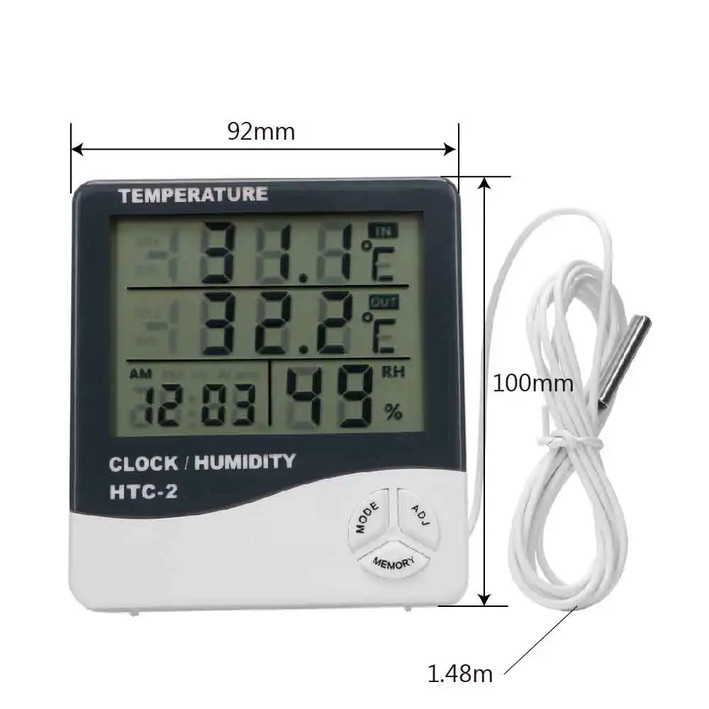 temperature humidity meter with alarm clock electronic digital lcd thermometer hygrometer indoor outdoor weather tester free global shipping