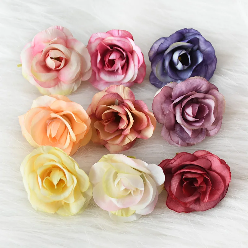 

20/50pcs Artificial Silk Flowers Mini Rose Head Wedding Party Home Flower DIY Wreath Gift Scrapbook Handmade Crafts Floral Decor